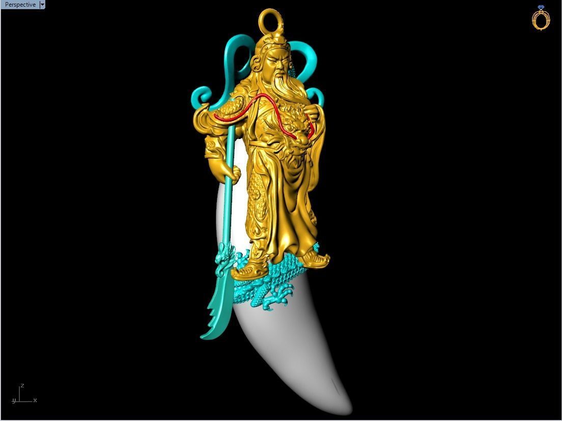 Guan Yu pendant - Dragon pendant - Tiger nails - Tiger fang 3D print model_1