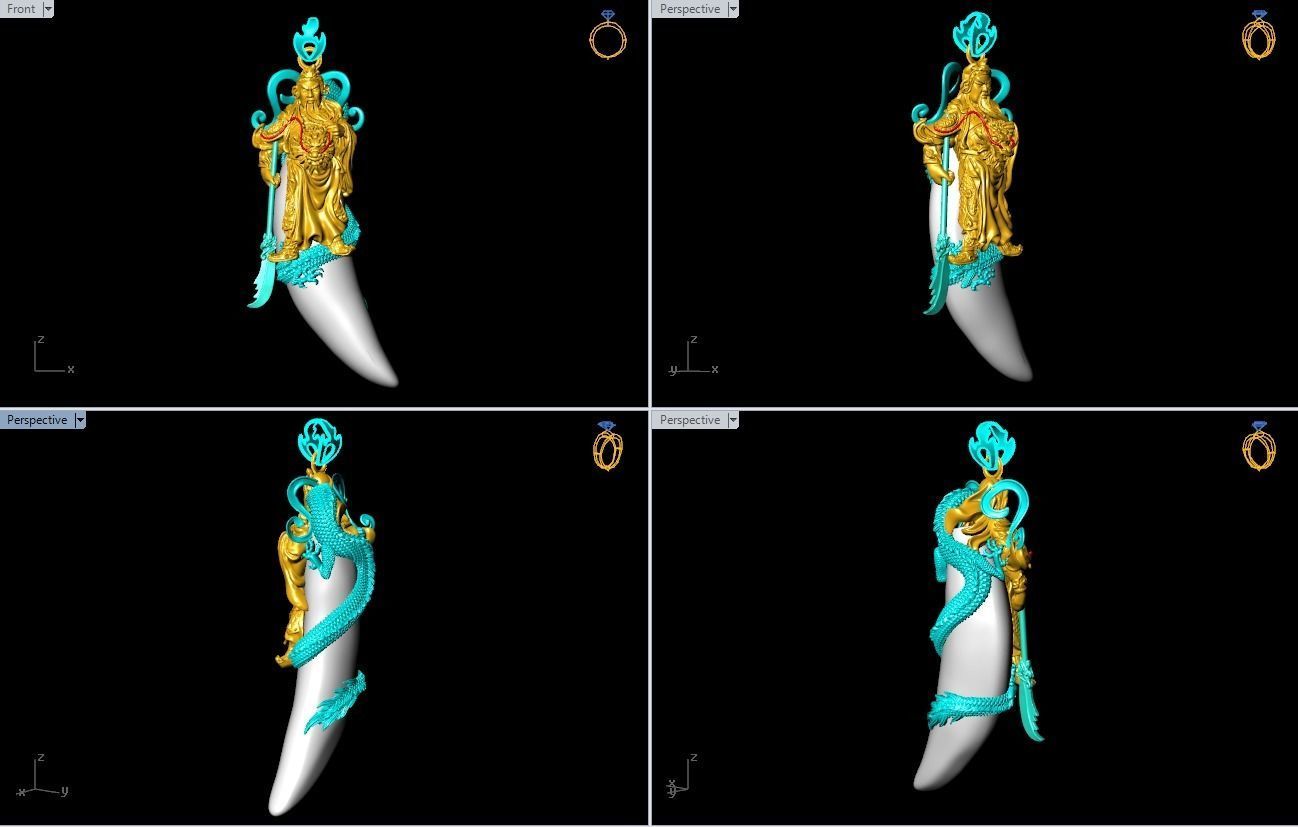 Guan Yu pendant - Dragon pendant - Tiger nails - Tiger fang 3D print model_5