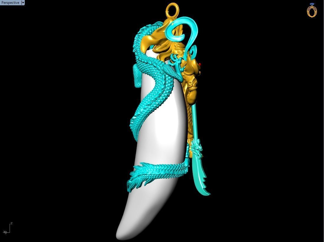 Guan Yu pendant - Dragon pendant - Tiger nails - Tiger fang 3D print model_10