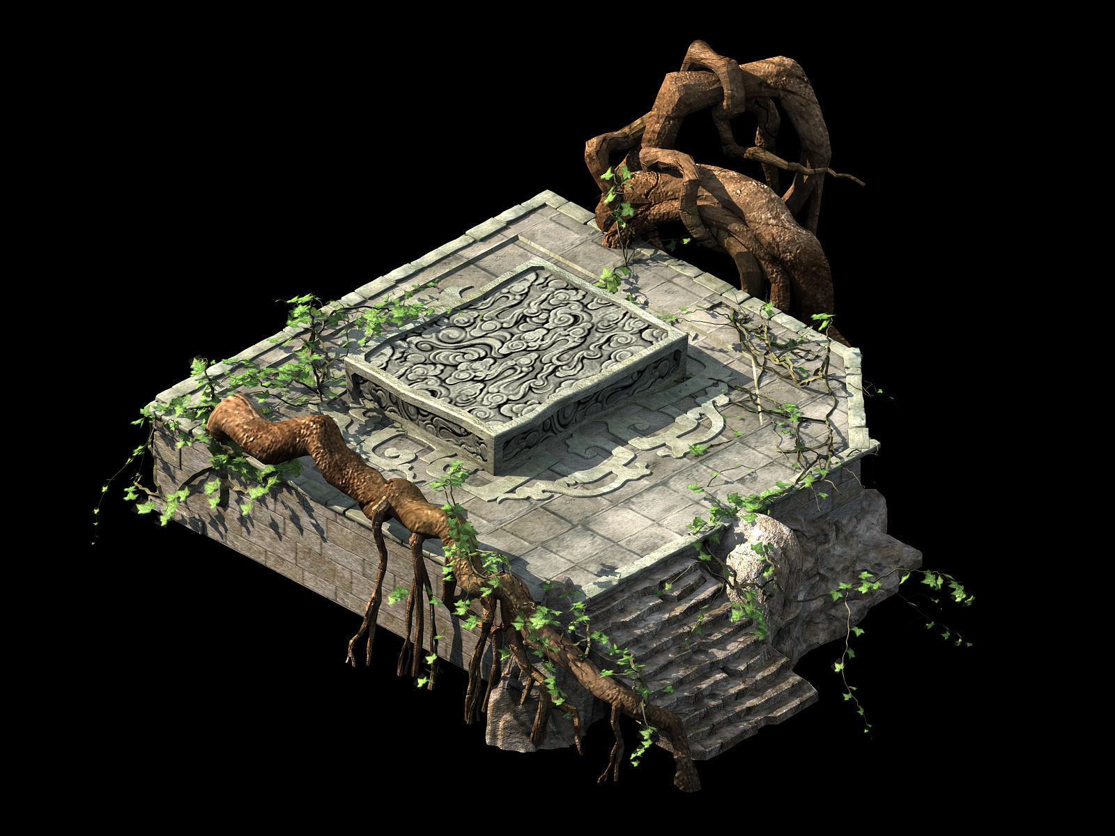 Huaguoshan-Faction-Big Tree Root 01 3D model_1