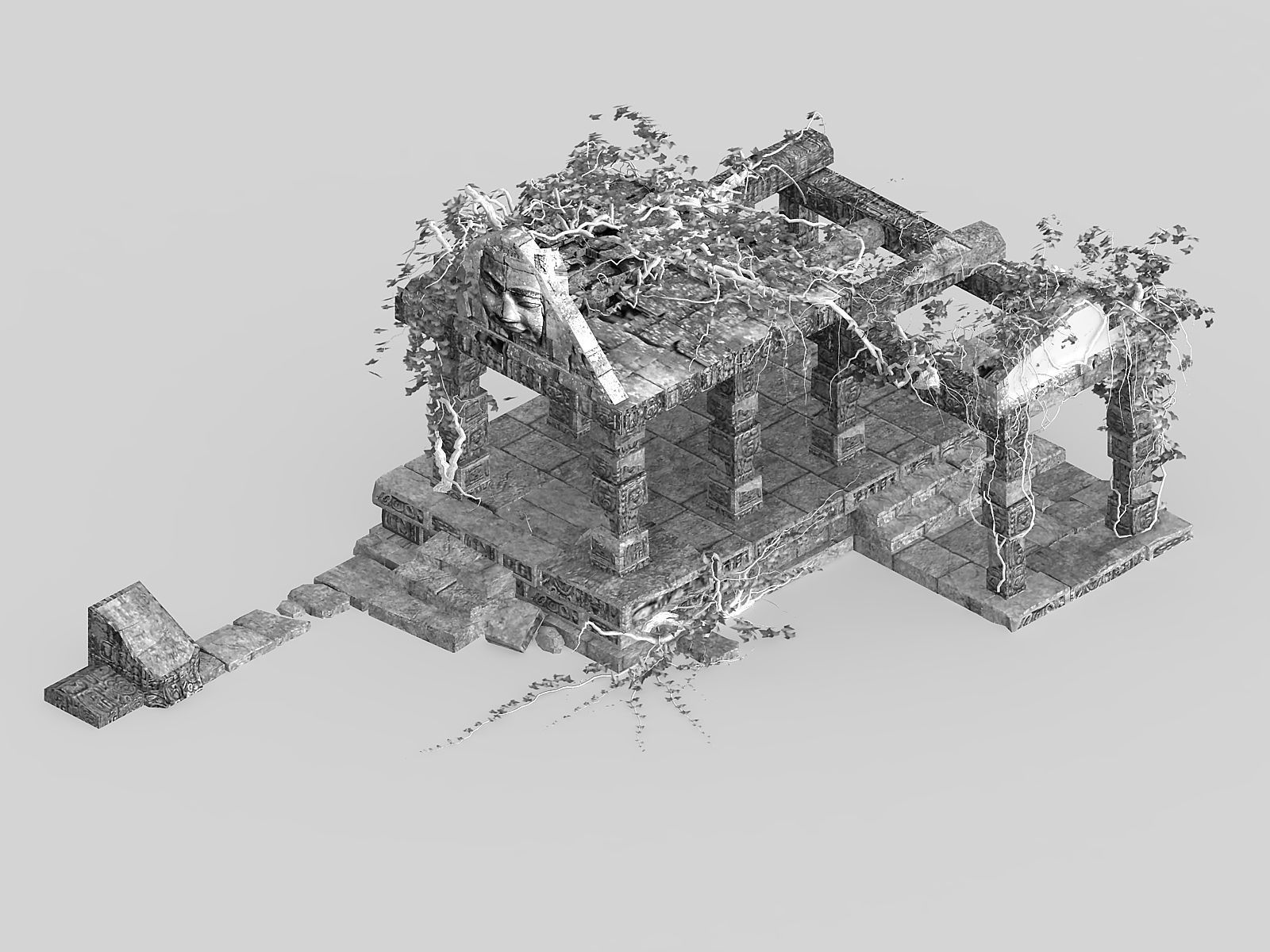 Huaguoshan Camp-Corridor Pavilion 3D model_1