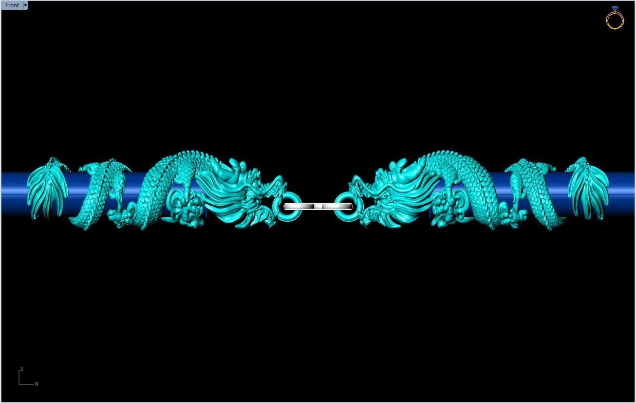 Dragon necklace - Dragon pendant - Wrap leather cord 3D print model_9