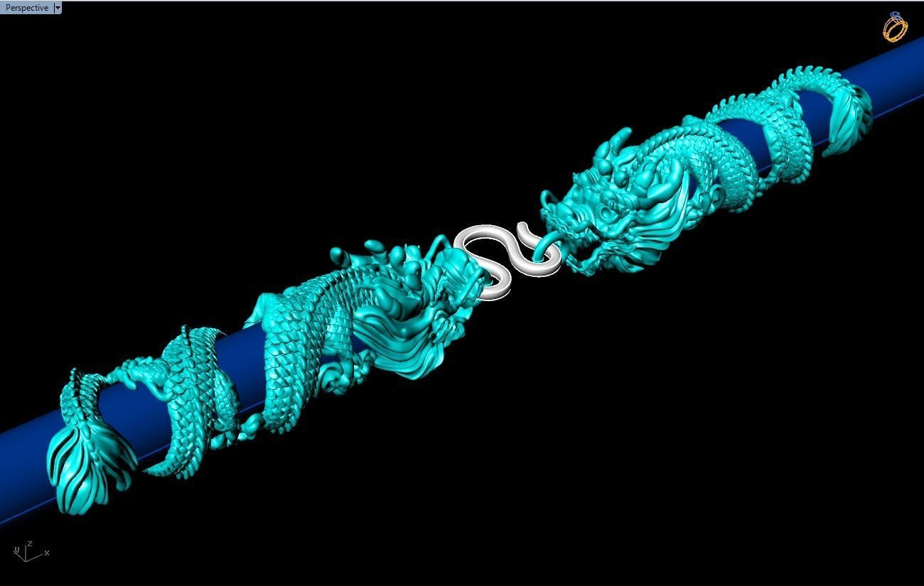 Dragon necklace - Dragon pendant - Wrap leather cord 3D print model_8