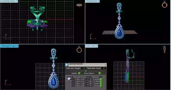 Diamond Earring 3d model 