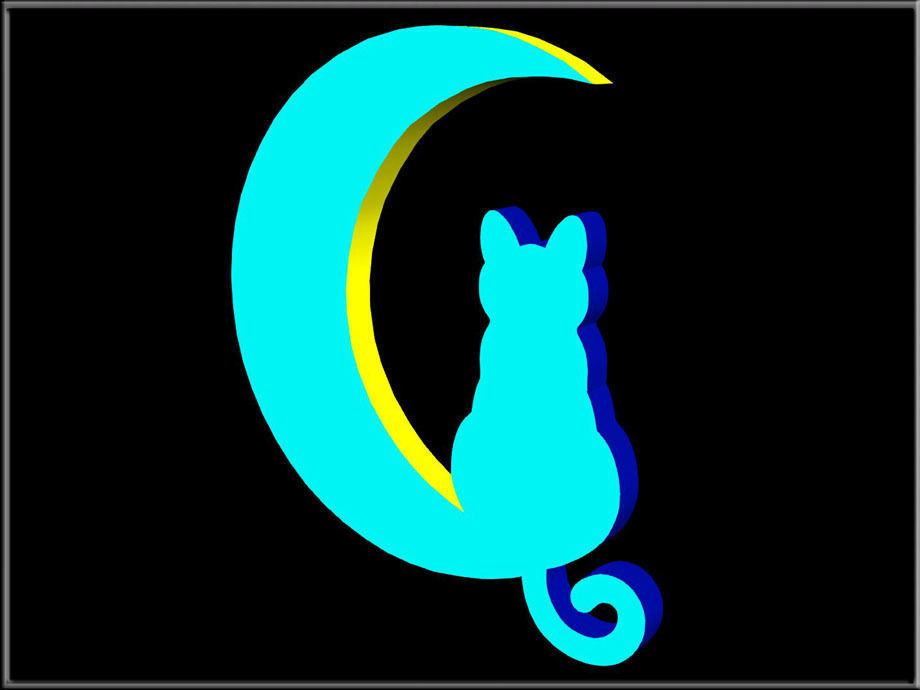 Cat moon Low-poly 3D model_1