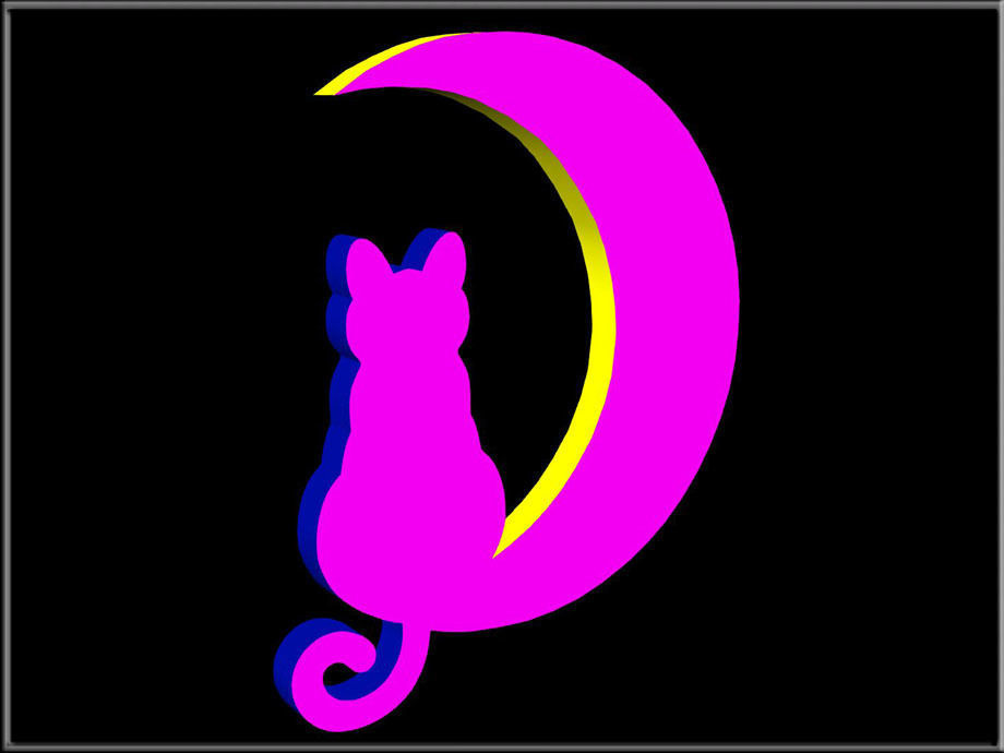 Cat moon Low-poly 3D model_2