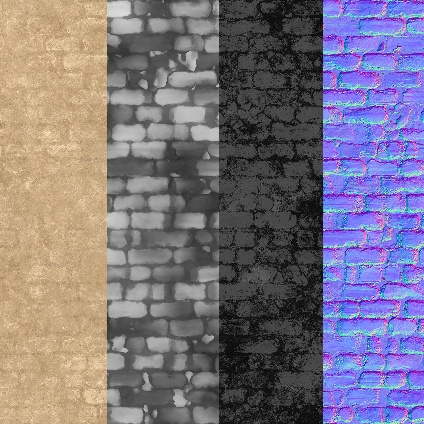  Desert Limestone Brick Tiles Material PBR 200 x 200 cm Texture_2