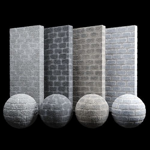 Split Cement Brick Tiles Material PBR 200 x 200 cm Texture