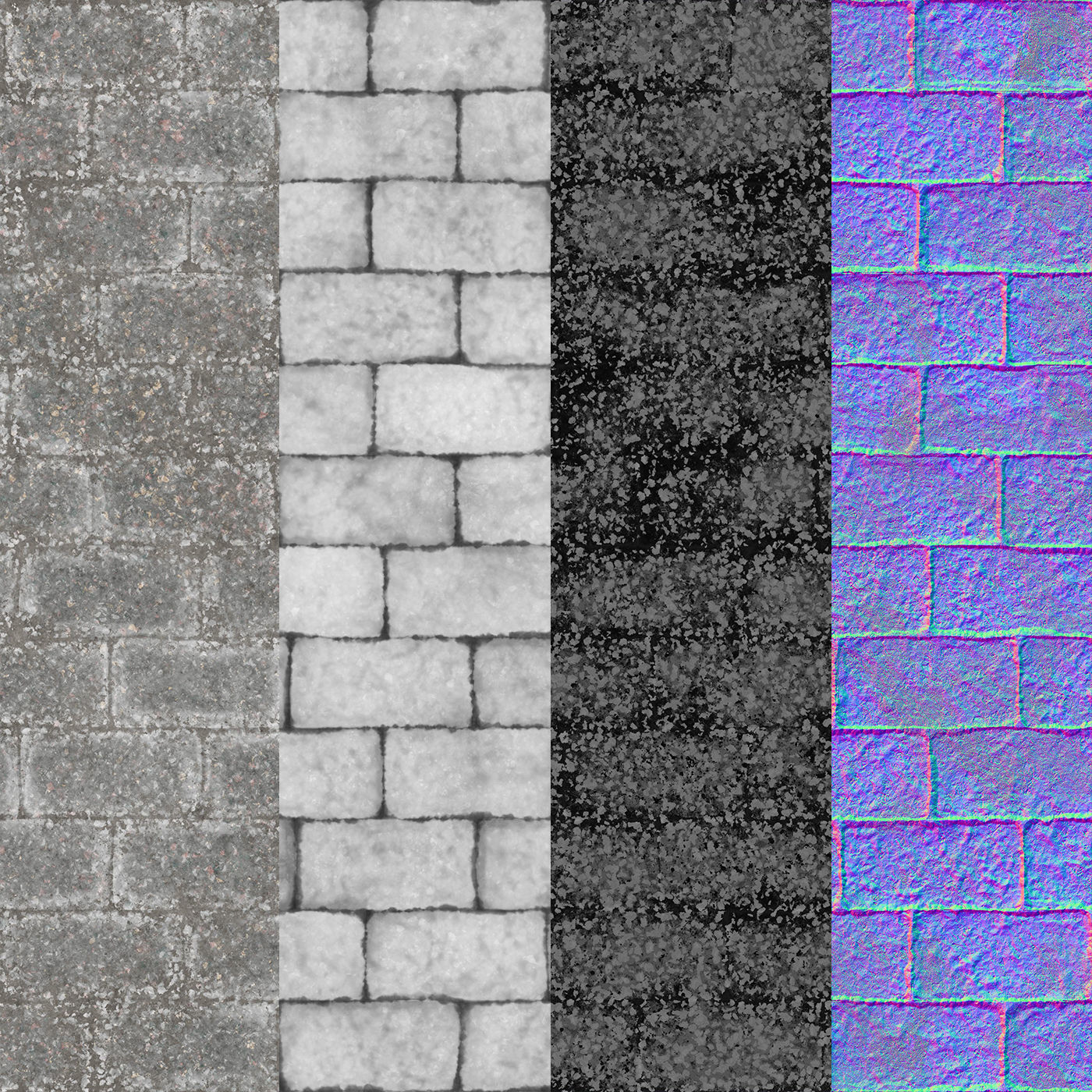 Split Cement Brick Tiles Material PBR 200 x 200 cm Texture_2