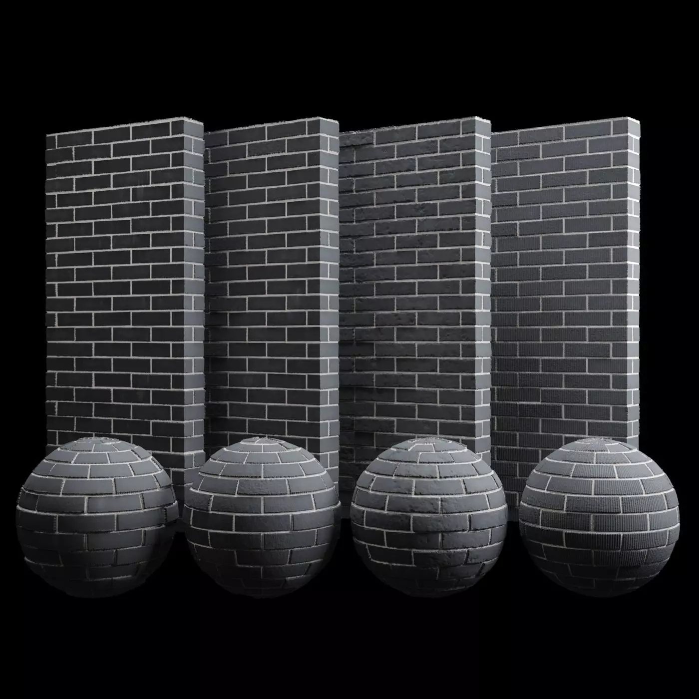 Black Brick Tiles Material PBR 200 x 200 cm Texture_0
