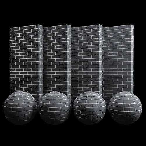 Black Brick Tiles Material PBR 200 x 200 cm Texture