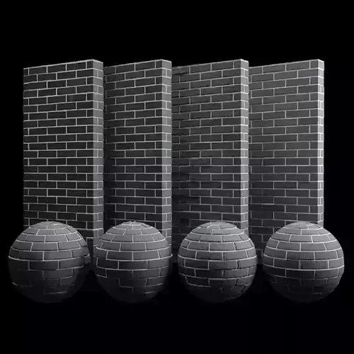 Black Brick Tiles Material PBR 200 x 200 cm