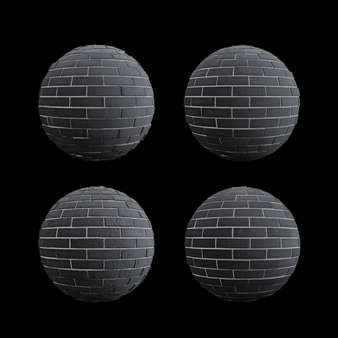 Black Brick Tiles Material PBR 200 x 200 cm Texture_1