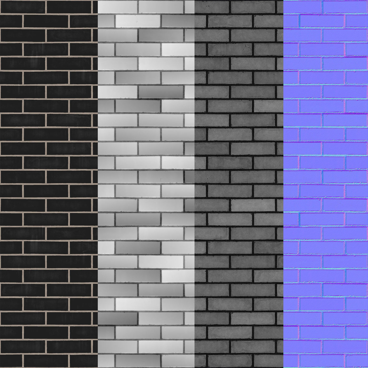 Black Brick Tiles Material PBR 200 x 200 cm Texture_2