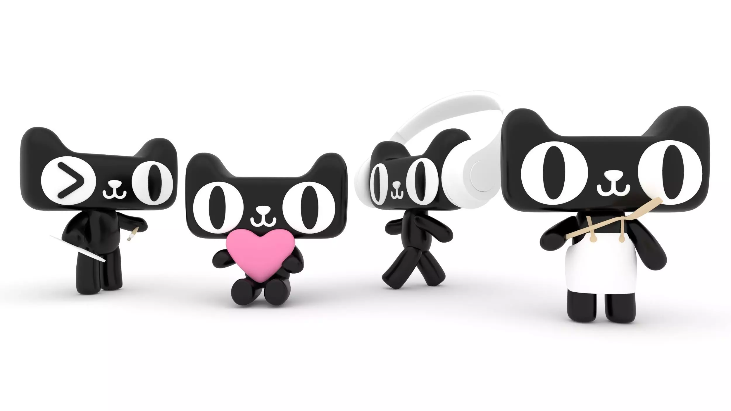 Tmall group of cat figurines Free 3D model