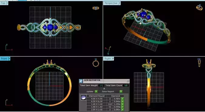 Diamond bracelet 3d model 