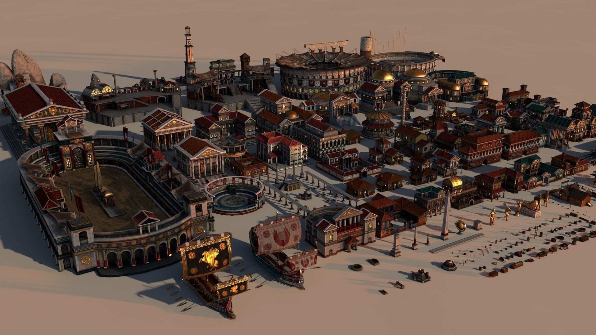 Mega Roman City Pack Low-poly 3D model_4