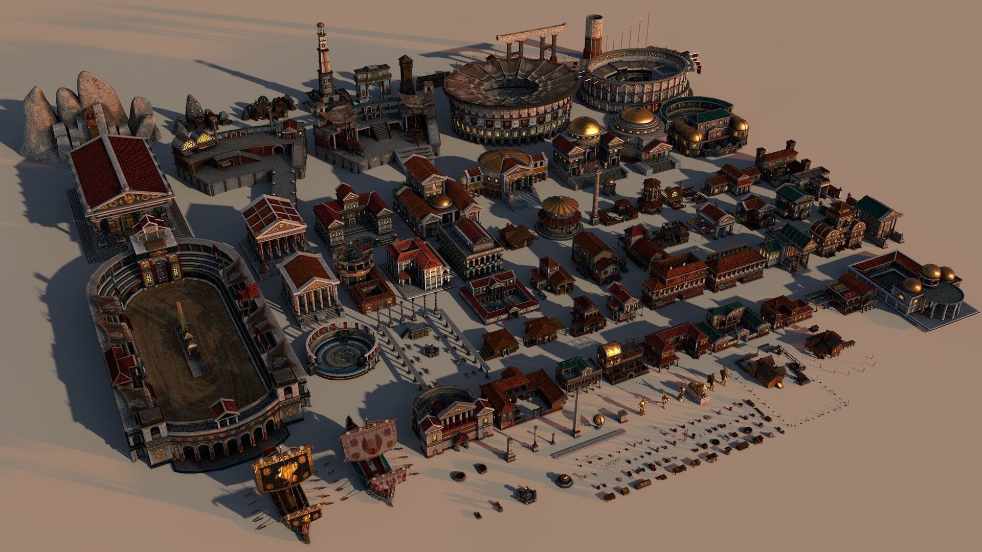 Mega Roman City Pack Low-poly 3D model_1