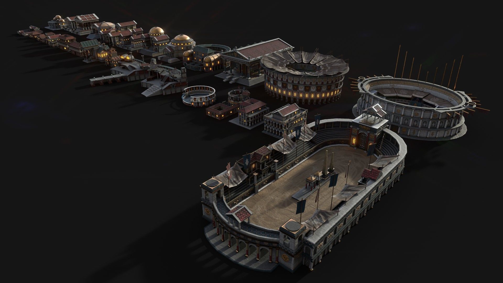 Mega Roman City Pack Low-poly 3D model_15