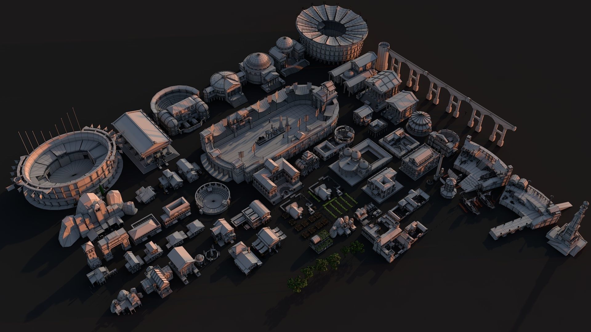Mega Roman City Pack Low-poly 3D model_24