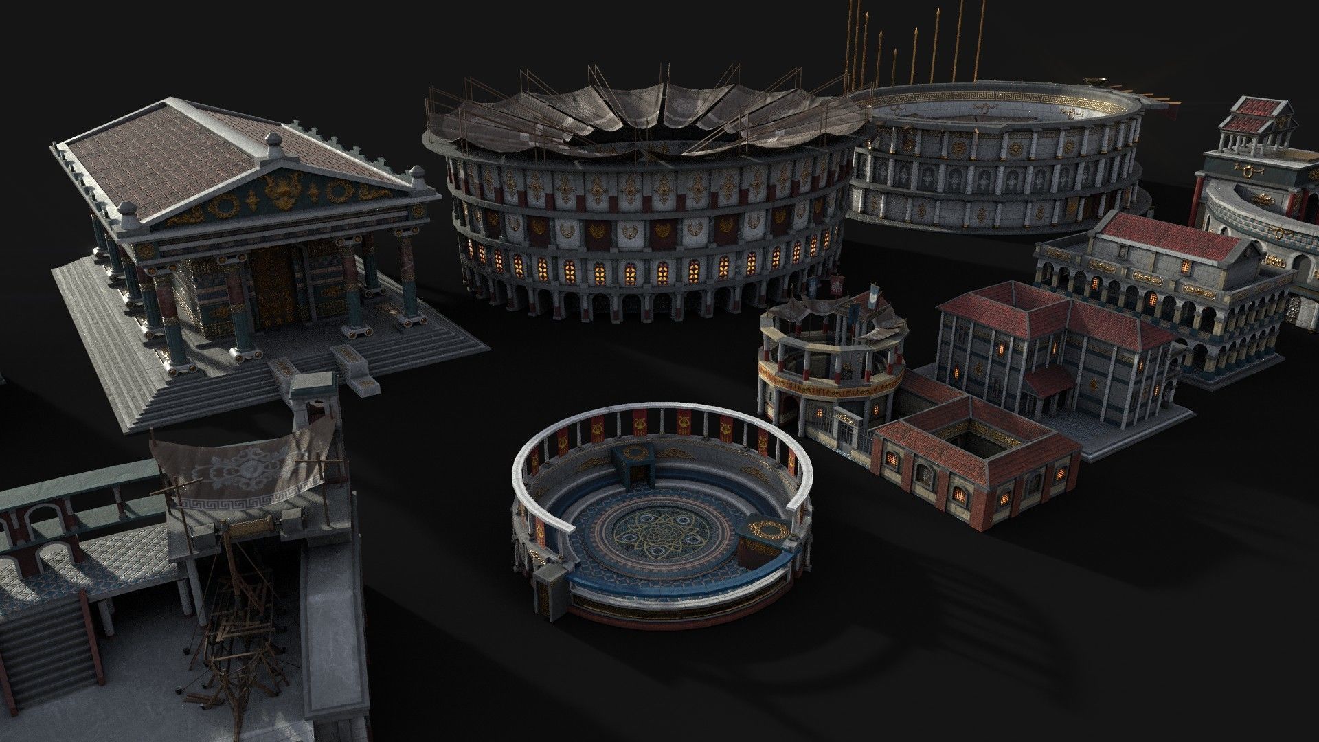 Mega Roman City Pack Low-poly 3D model_13