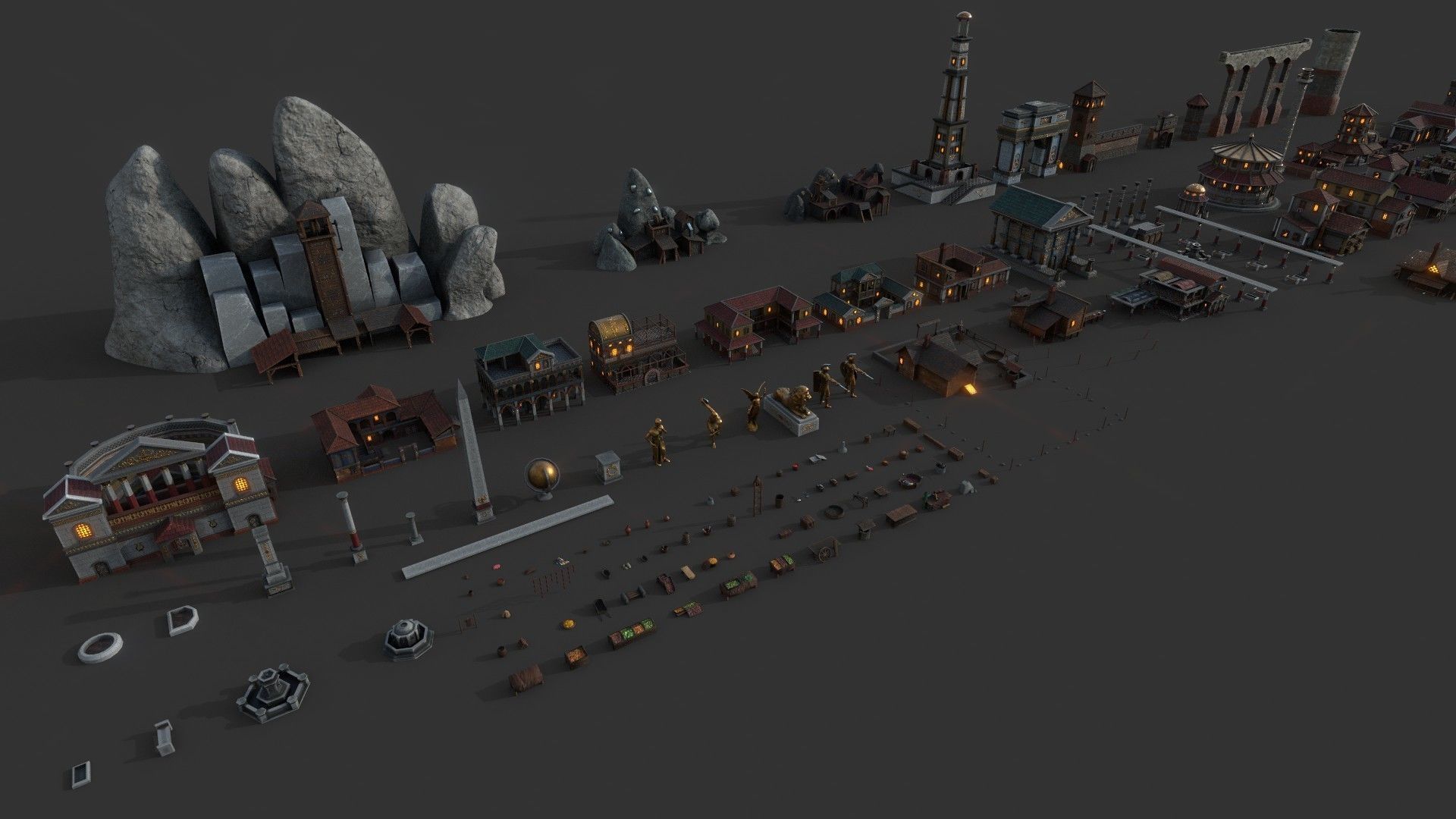 Mega Roman City Pack Low-poly 3D model_18