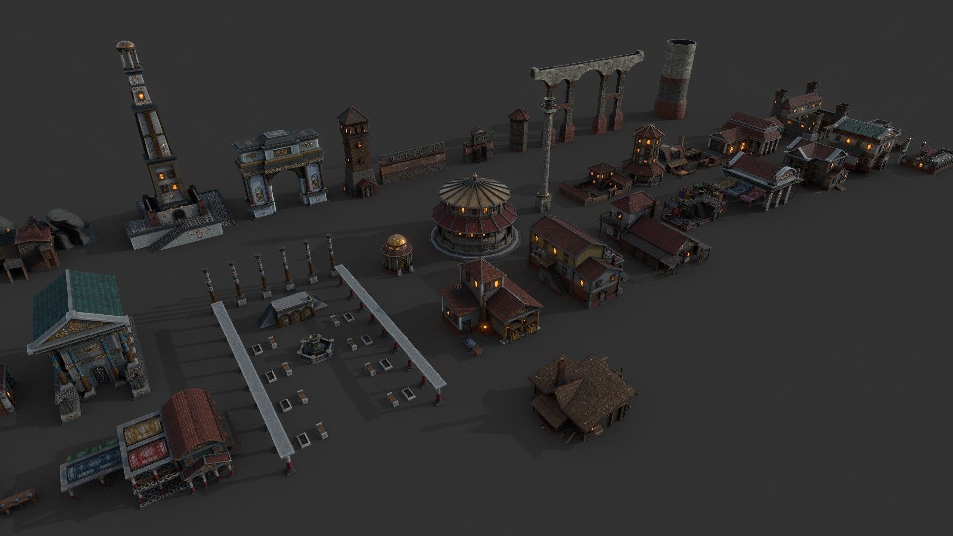 Mega Roman City Pack Low-poly 3D model_19