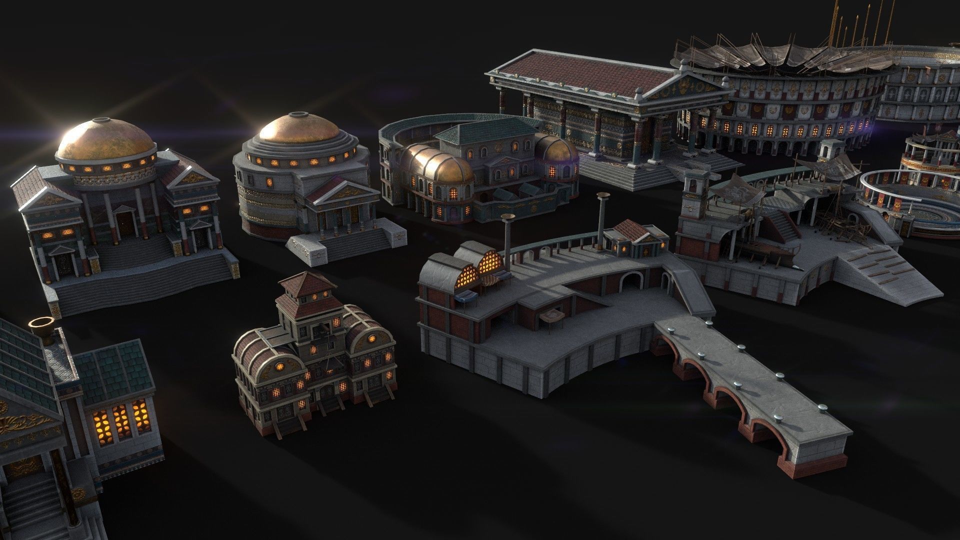 Mega Roman City Pack Low-poly 3D model_9