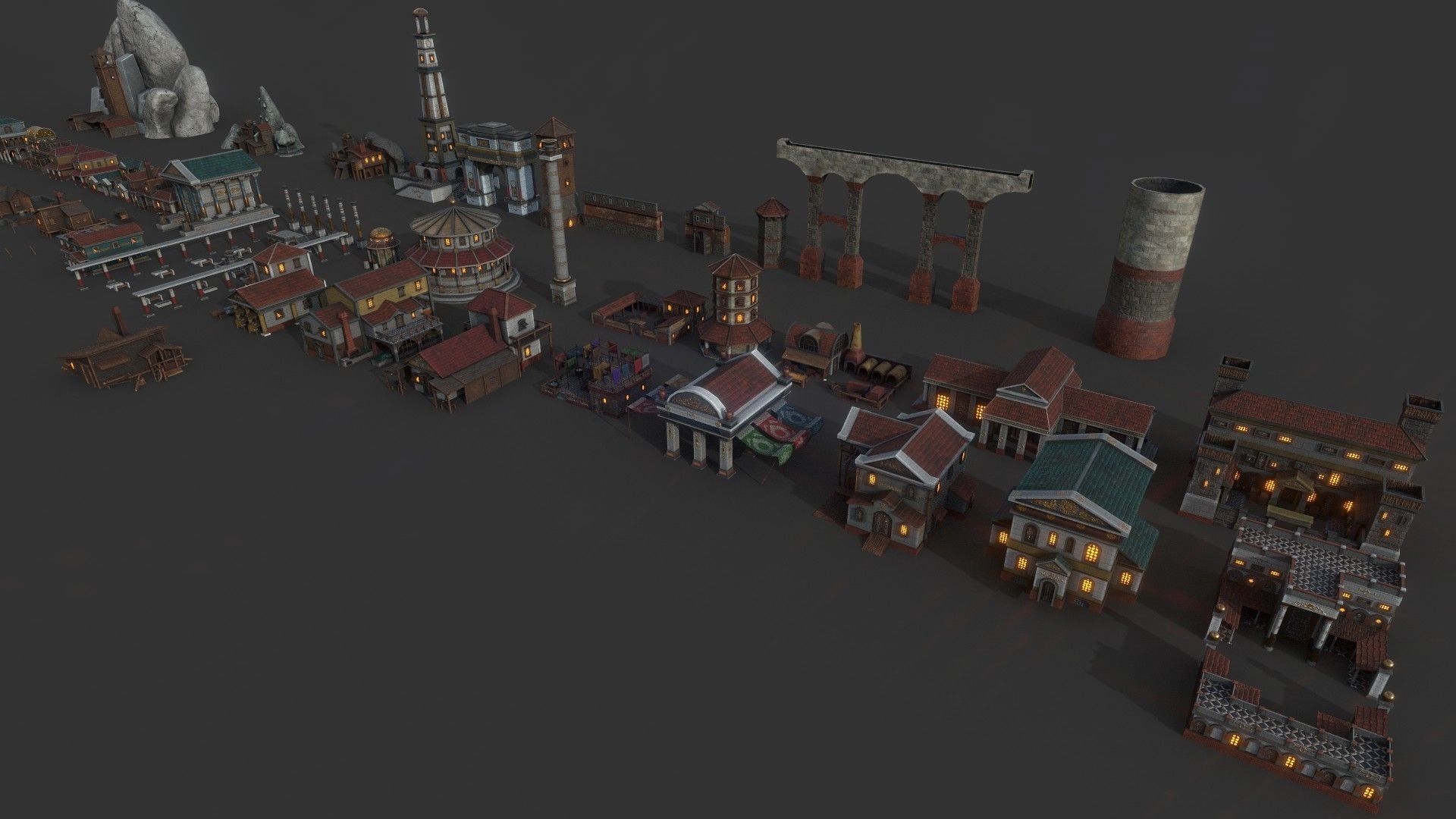 Mega Roman City Pack Low-poly 3D model_21