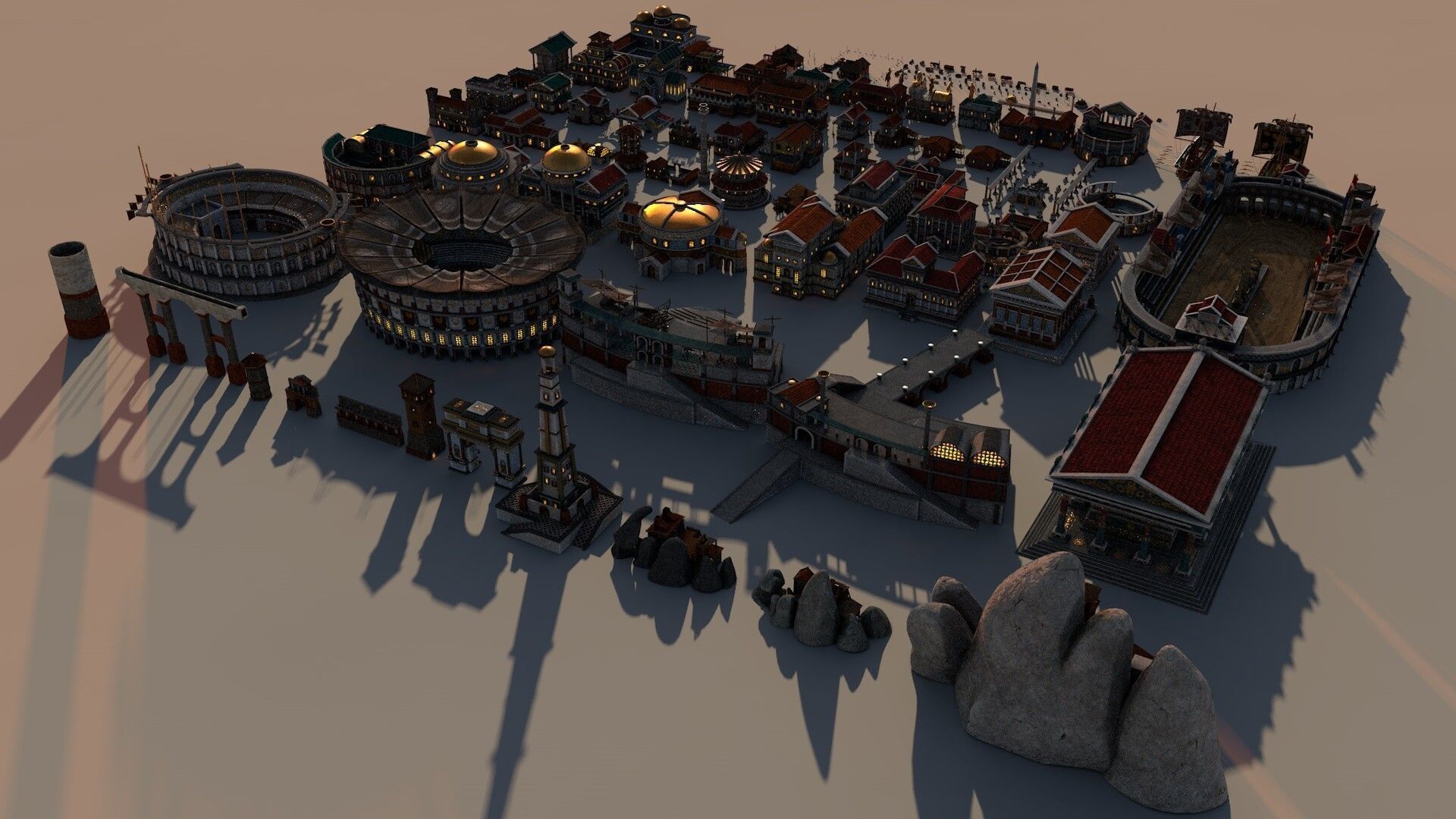 Mega Roman City Pack Low-poly 3D model_6