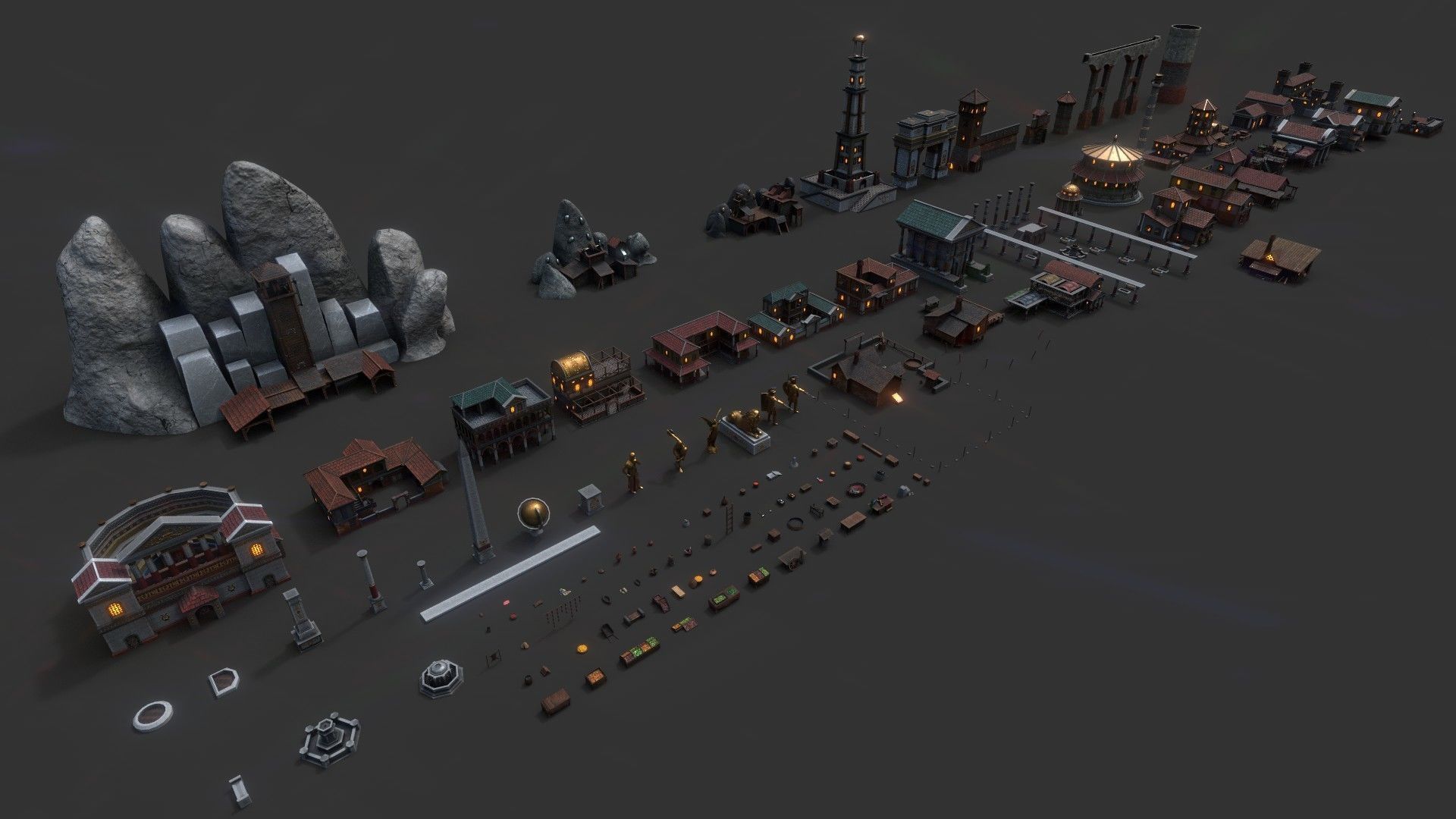 Mega Roman City Pack Low-poly 3D model_20