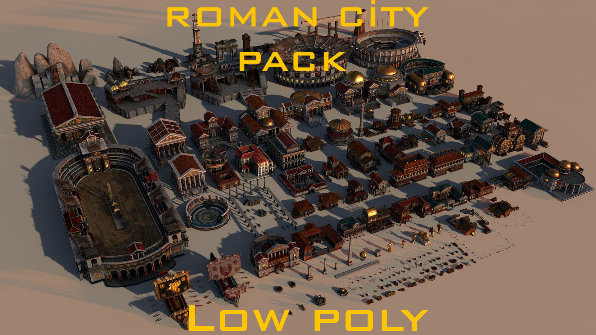Mega Roman City Pack Low-poly 3D model_0