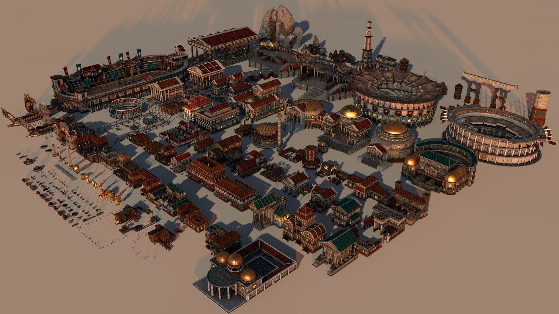 Mega Roman City Pack Low-poly 3D model_7