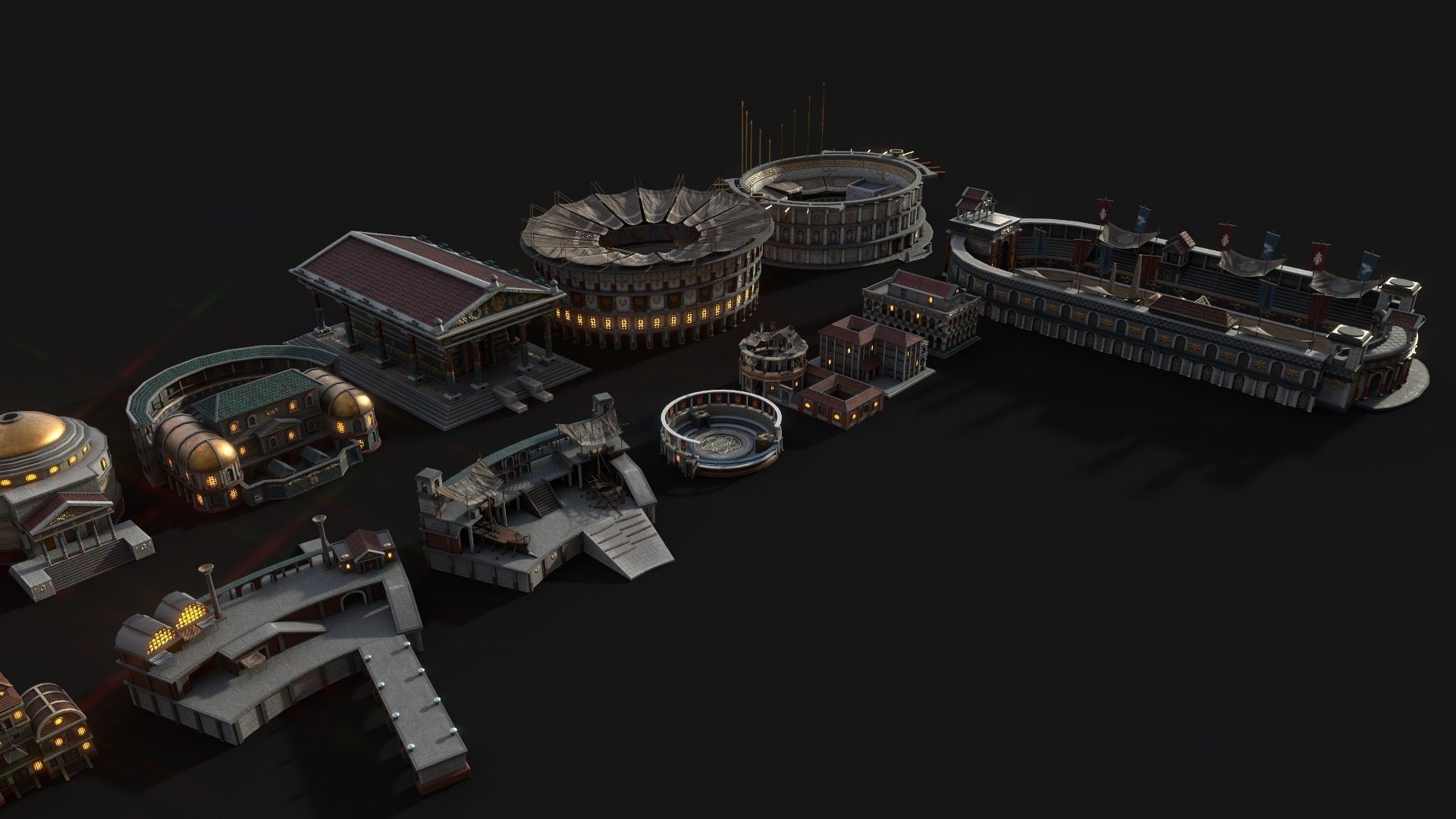 Mega Roman City Pack Low-poly 3D model_14