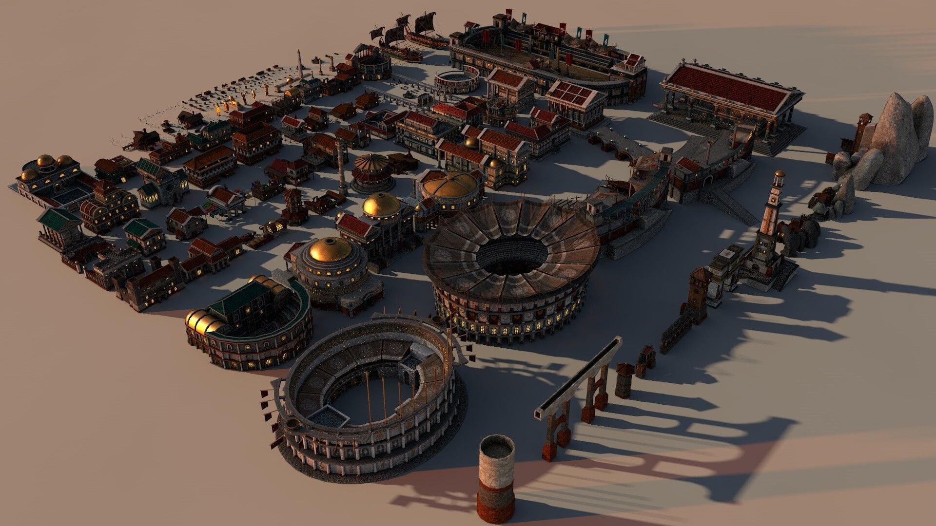 Mega Roman City Pack Low-poly 3D model_5
