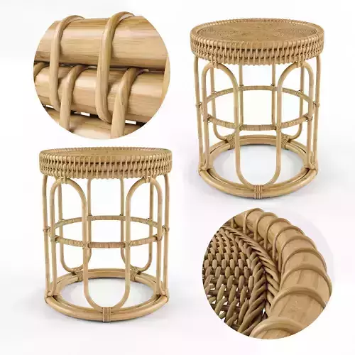 Aloki Side Table in Rattan Bamboo 3D model