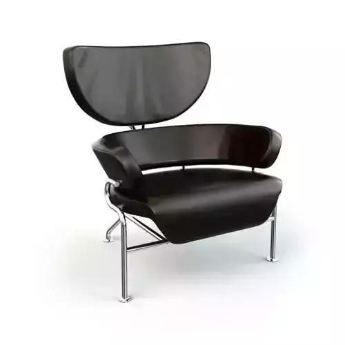 Black leather chair - armchair 49 am125