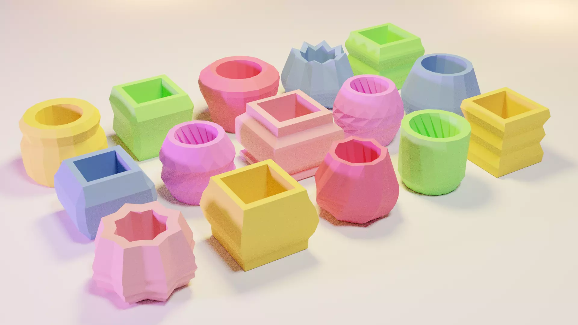 15 Flower Pots for Succulent Plants 3D Print 3D print model_0