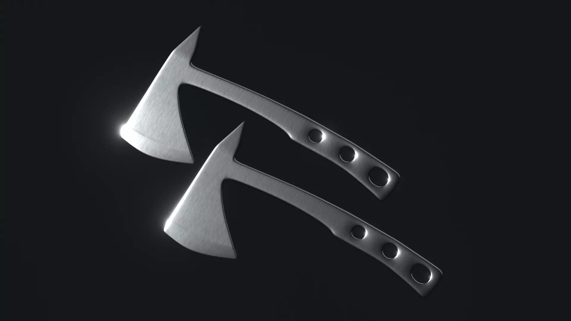 Throwing Axes Low-poly 3D model_0