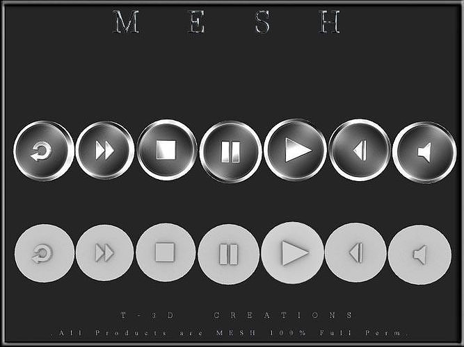Music-control - 7 buttons Low-poly 3D model