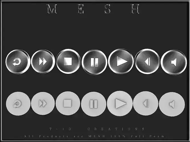 Music-control - 7 buttons Low-poly 3D model