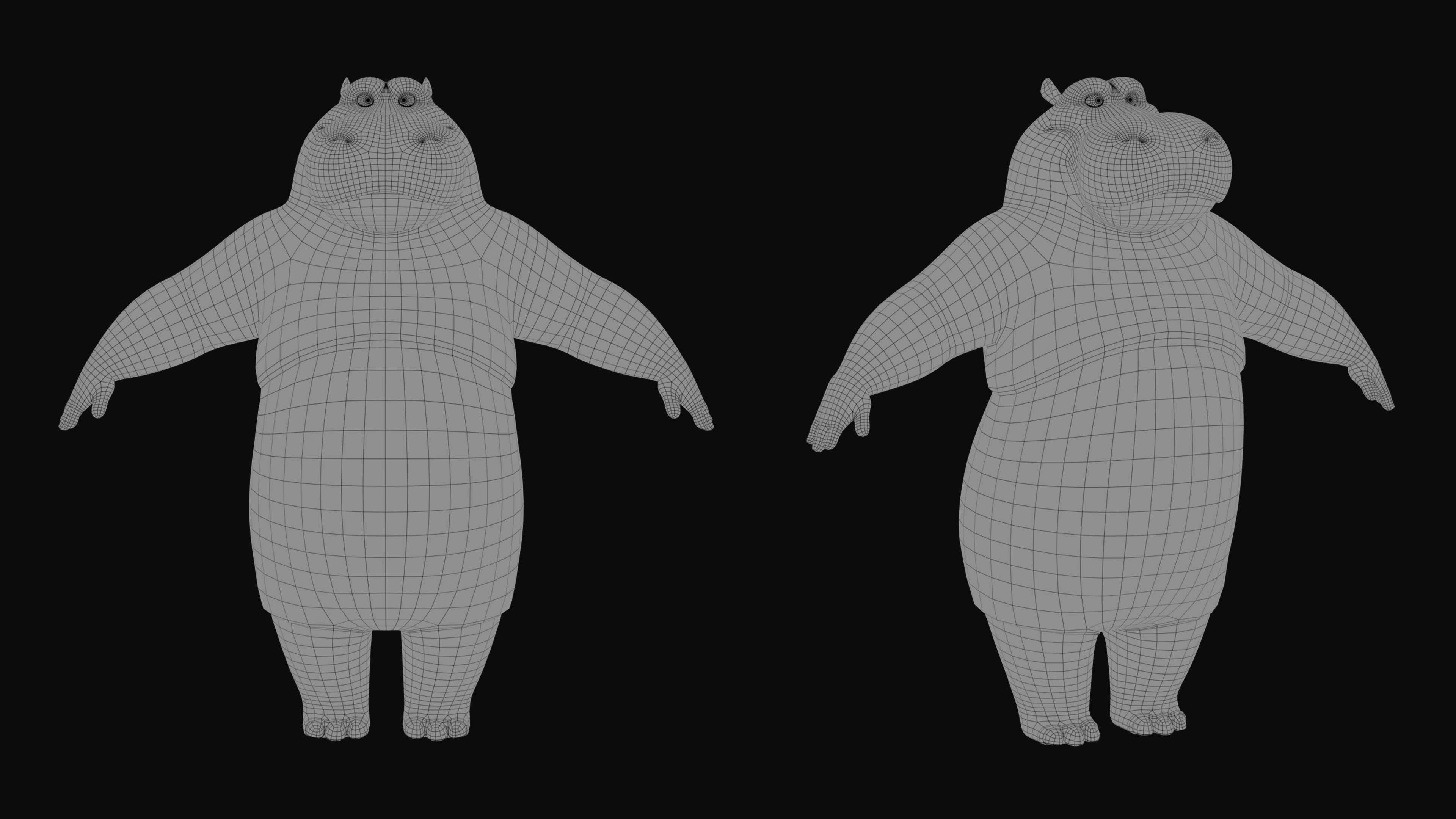 cartoon hippo character 3D model_4