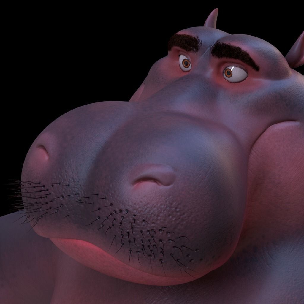 cartoon hippo character 3D model_6