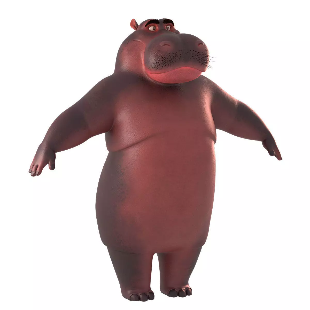cartoon hippo character 3D model_0