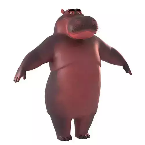 cartoon hippo character 3D model