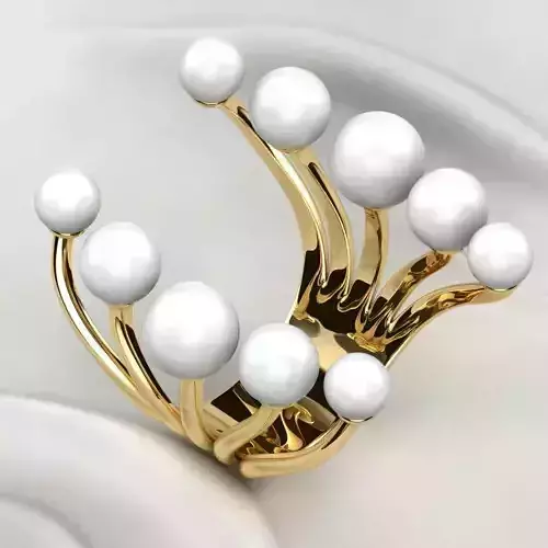 Pearls Open Gold Ring 3D print model
