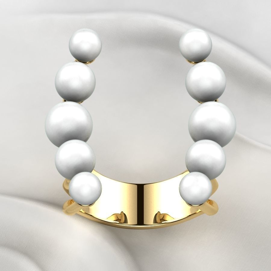 Pearls Open Gold Ring 3D print model_10