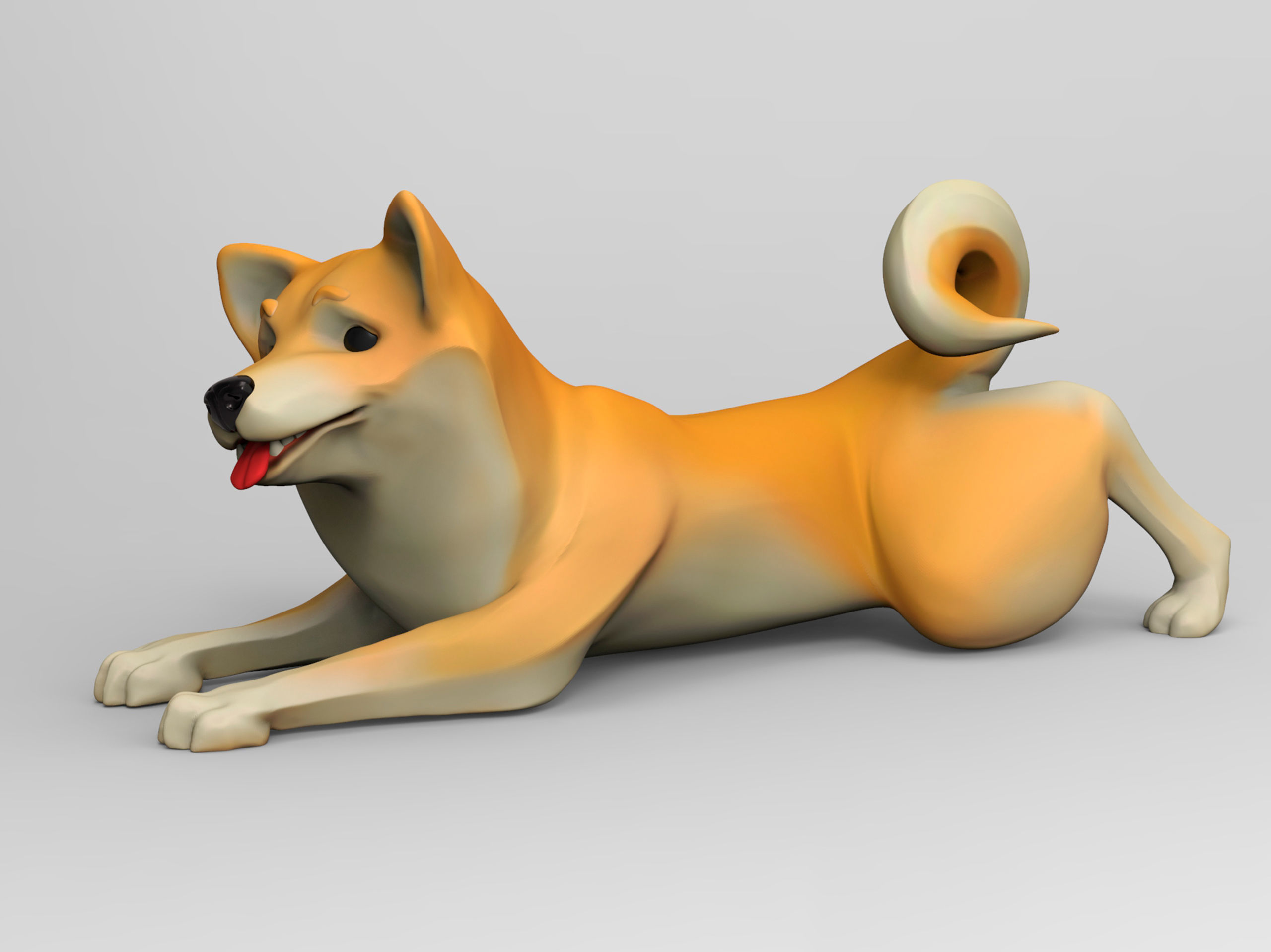 Doggie Shiba-inu 03 statuette 3D print model 3D print model_4