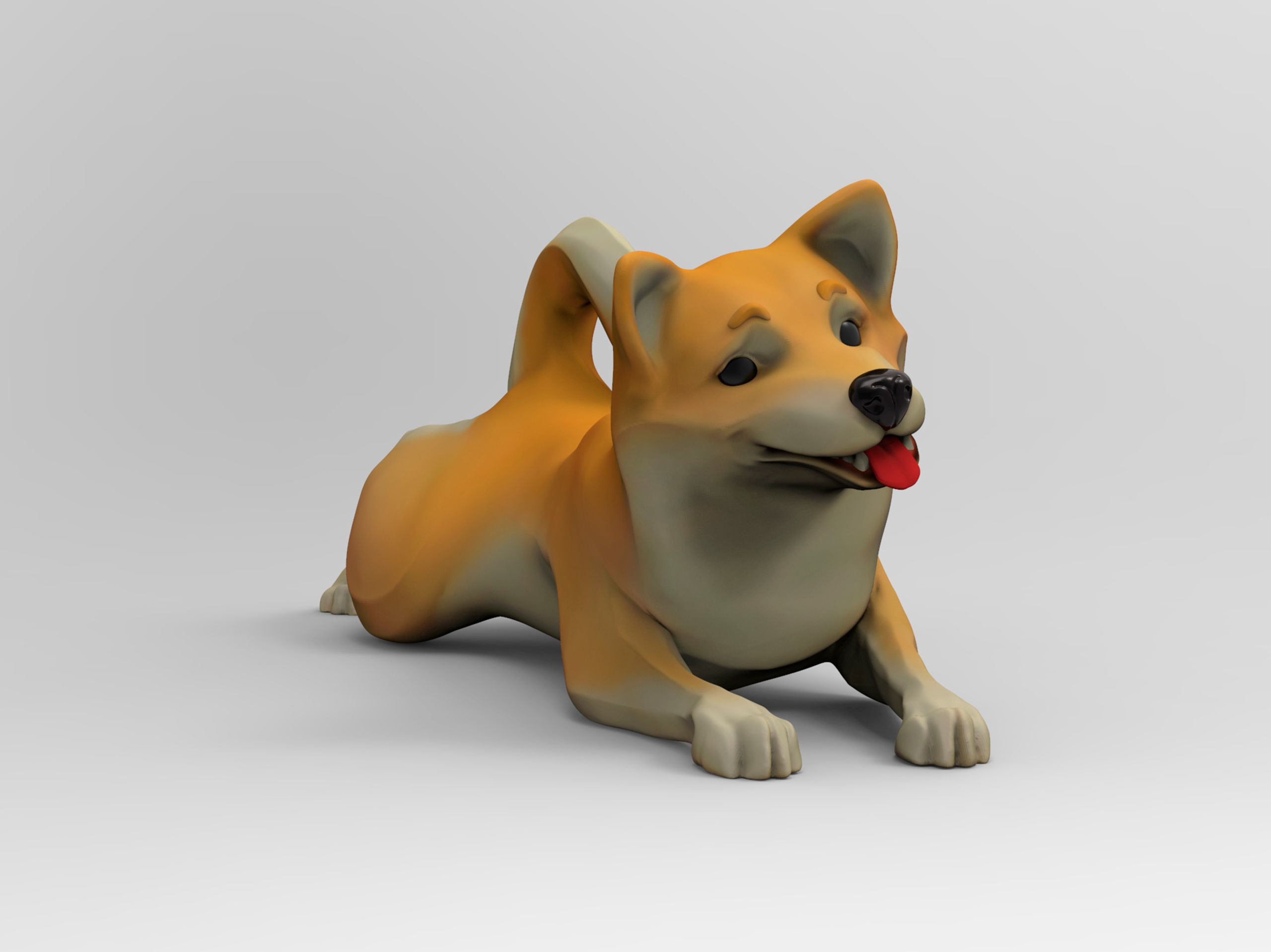 Doggie Shiba-inu 03 statuette 3D print model 3D print model_7