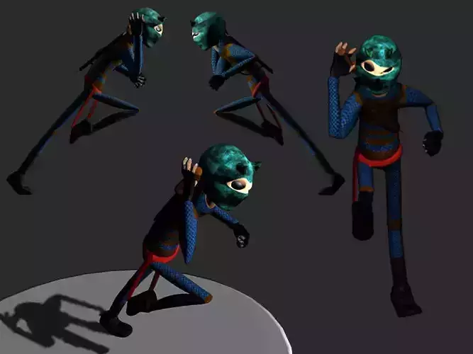 Low poly Toon Ninja - Rigged and Game-ready 